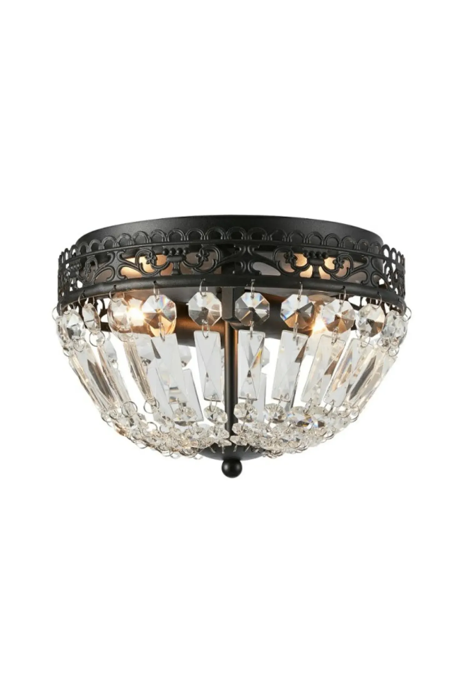 Czarna lampa sufitowa z kloszem z kryształków 108598 z serii ETIENNE*Sklep Kaja Best