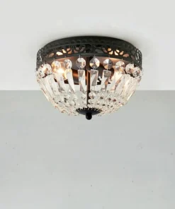 Czarna lampa sufitowa z kloszem z kryształków 108598 z serii ETIENNE*Sklep Kaja Best