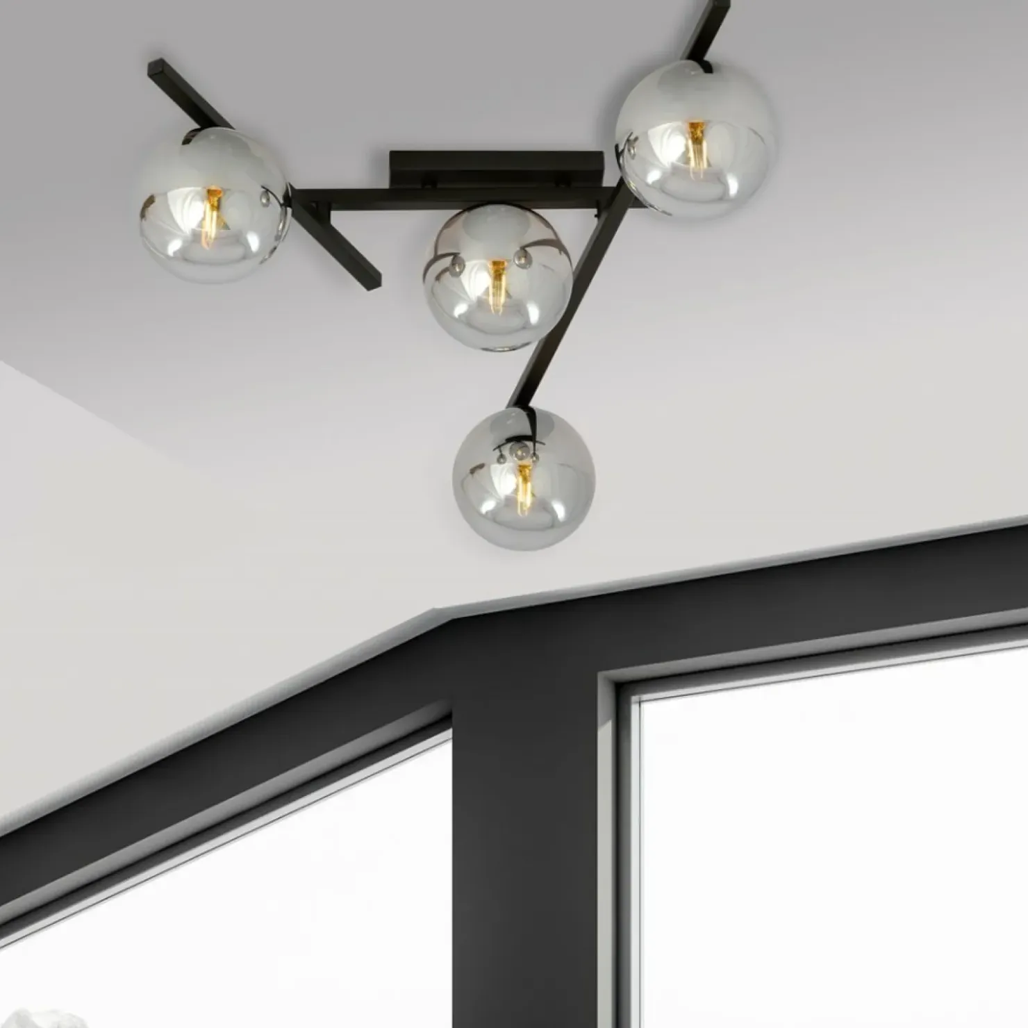 Czarna lampa sufitowa z kloszami, do sypialni 1104/4 SMART | Kaja*Sklep Kaja Fashion
