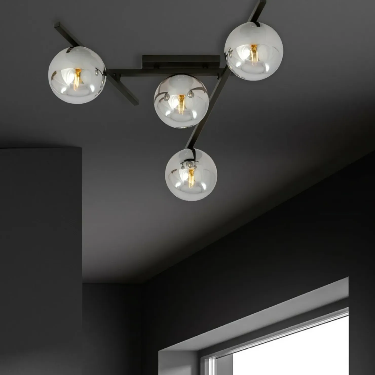Czarna lampa sufitowa z kloszami, do sypialni 1104/4 SMART | Kaja*Sklep Kaja Fashion