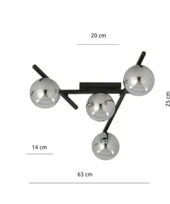 Czarna lampa sufitowa z kloszami, do sypialni 1104/4 SMART | Kaja*Sklep Kaja Fashion