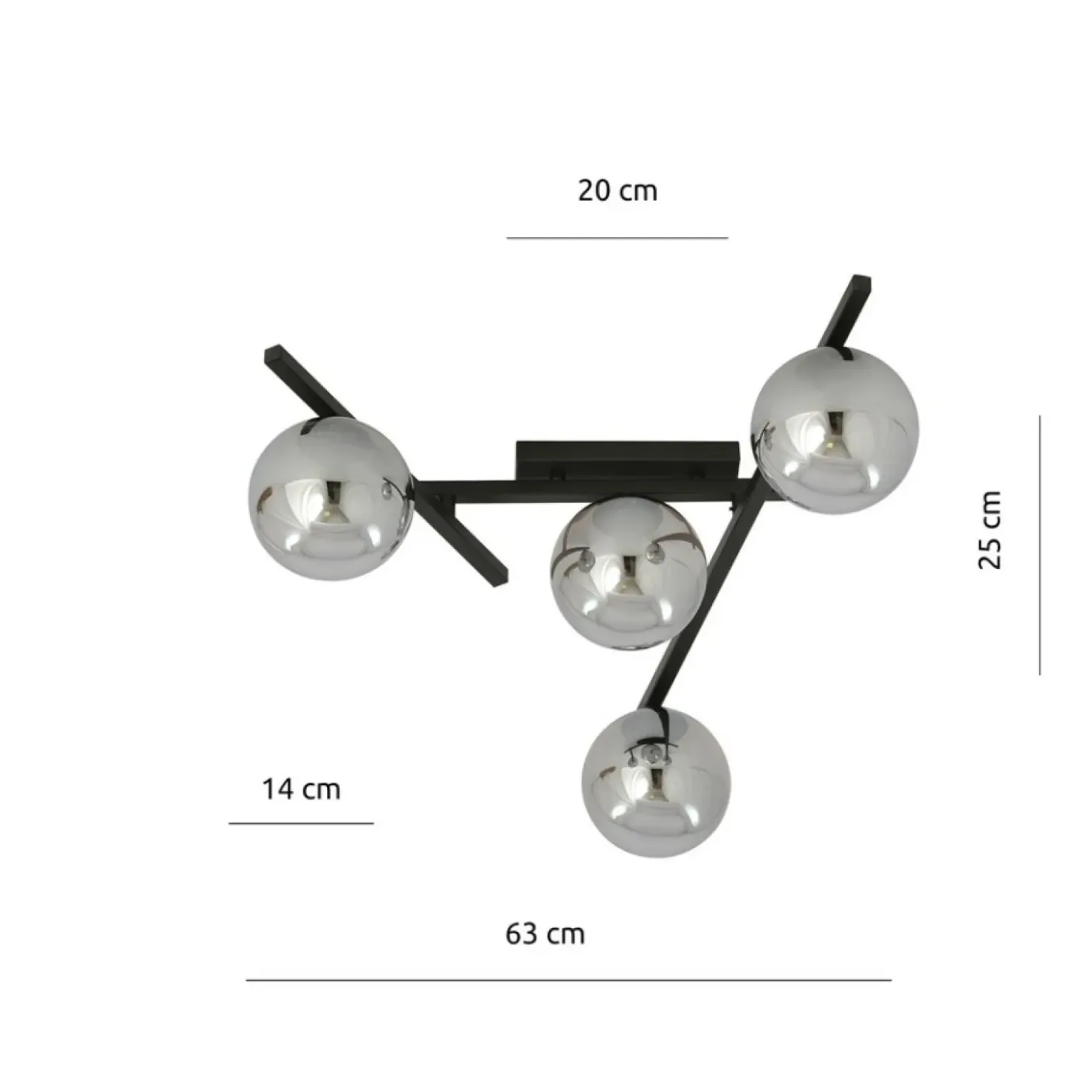Czarna lampa sufitowa z kloszami, do sypialni 1104/4 SMART | Kaja*Sklep Kaja Fashion