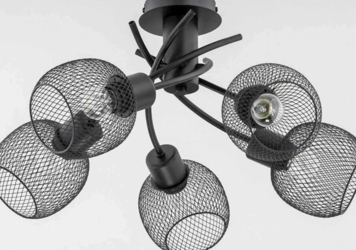 Fashion Sklep Kaja Czarna lampa sufitowa z kloszami z siatki AL 25795 | Kaja