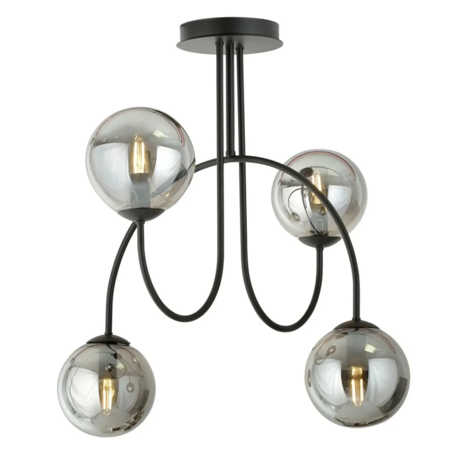 Clearance Sklep Kaja Czarna lampa sufitowa z lustrzanymi kloszami 1287/4A z serii ARCHI