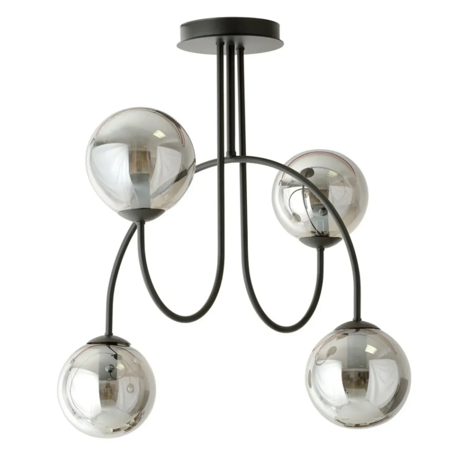 Clearance Sklep Kaja Czarna lampa sufitowa z lustrzanymi kloszami 1287/4A z serii ARCHI