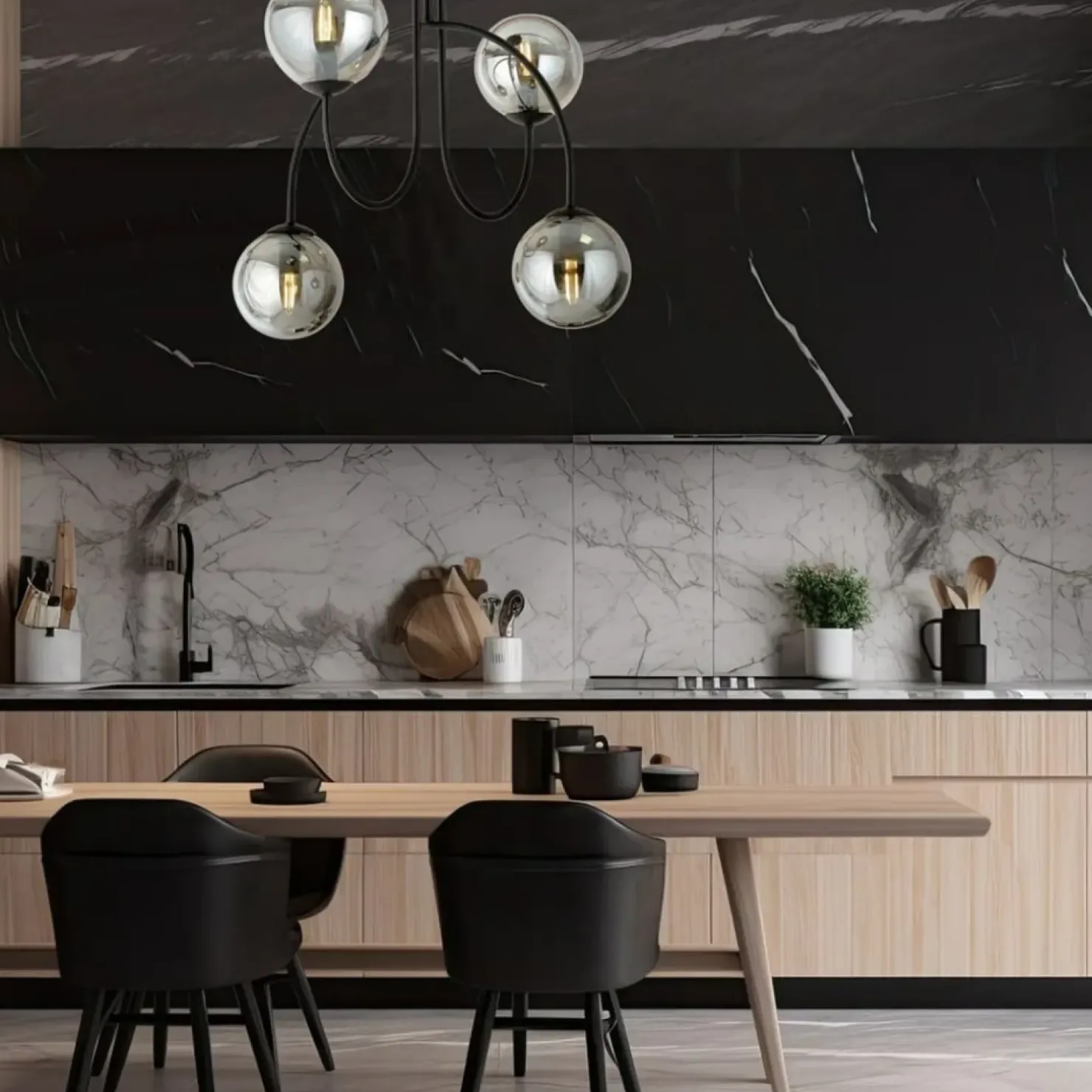 Clearance Sklep Kaja Czarna lampa sufitowa z lustrzanymi kloszami 1287/4A z serii ARCHI