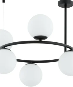 Store Sklep Kaja Czarna lampa sufitowa z pięcioma kloszami AL 63257 z serii RINGO | Kaja Oświetle