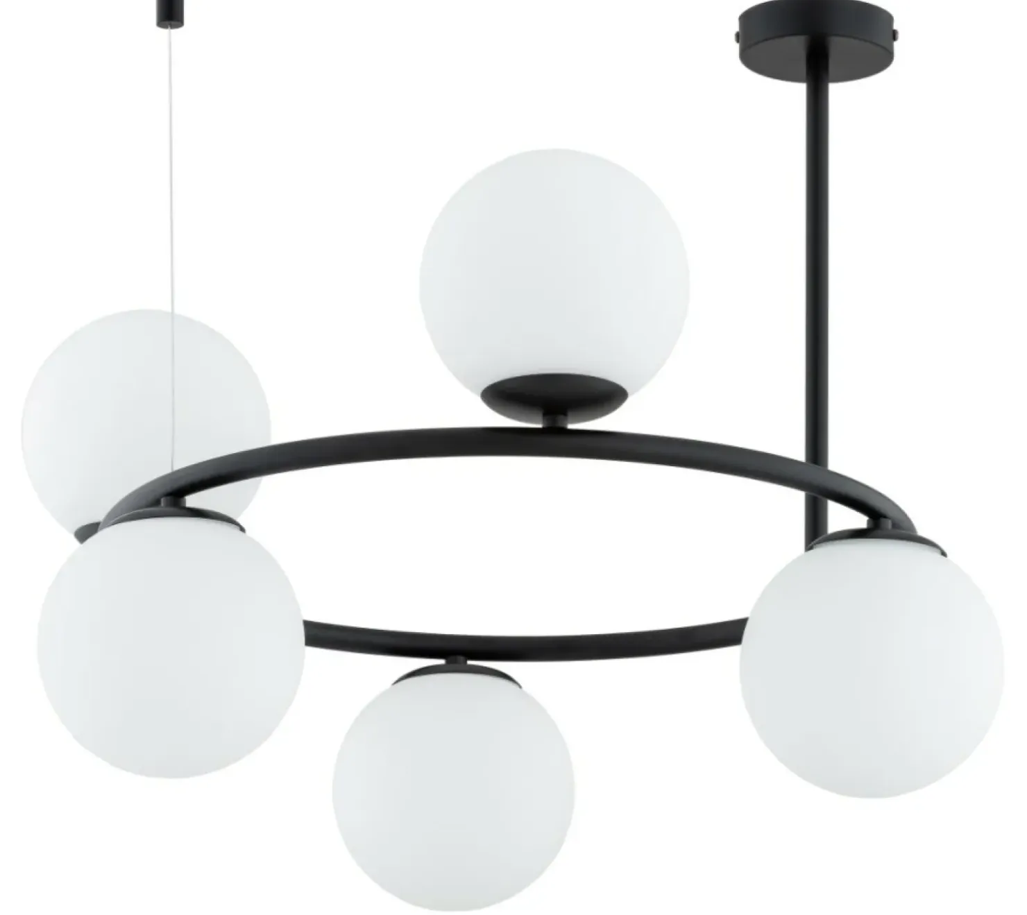 Store Sklep Kaja Czarna lampa sufitowa z pięcioma kloszami AL 63257 z serii RINGO | Kaja Oświetle