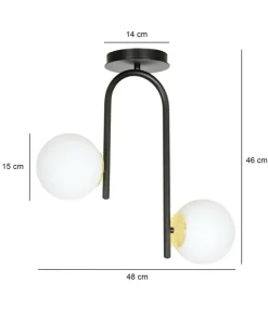 New Sklep Kaja Czarna lampa sufitowa ze złotymi podkładkami 1032/2 RAGNAR | Kaja