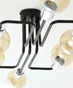 Online Sklep Kaja Czarna lampa sufitowa ze srebrnymi oprawkami 1174/6A z serii VEKEN