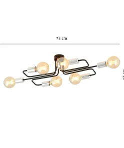 Online Sklep Kaja Czarna lampa sufitowa ze srebrnymi oprawkami 1174/6A z serii VEKEN