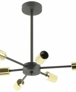 Outlet Sklep Kaja Czarna lampa sufitowa ze złotymi oprawkami ZM A8100-6 z serii MANDI
