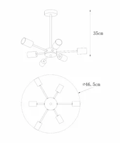 Outlet Sklep Kaja Czarna lampa sufitowa ze złotymi oprawkami ZM A8100-6 z serii MANDI