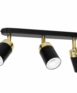 Outlet Sklep Kaja Czarna lampa sufitowa, złote dekoracje LX 5165 z serii RENO | Kaja