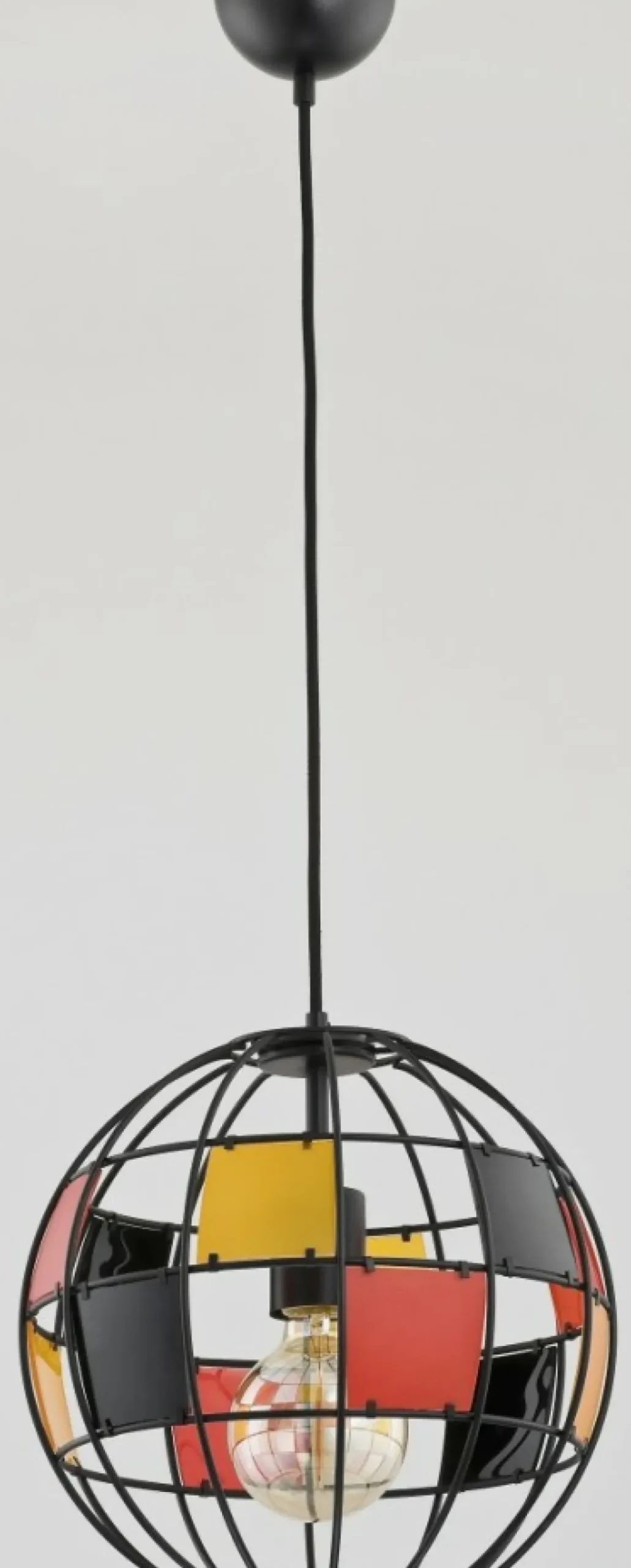 Fashion Sklep Kaja Czarna lampa wiszącą z kulistym drucianym kloszem AL 60359 | Kaja