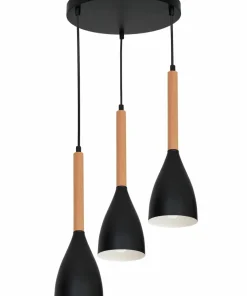 Sale Sklep Kaja Czarna lampa wisząca, drewniana ozdoba LX 9740 z serii MUZA | Kaja