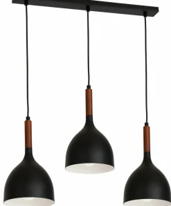 Store Sklep Kaja Czarna lampa wisząca na listwie, nad stół LX 1391 z serii NOAK WOOD