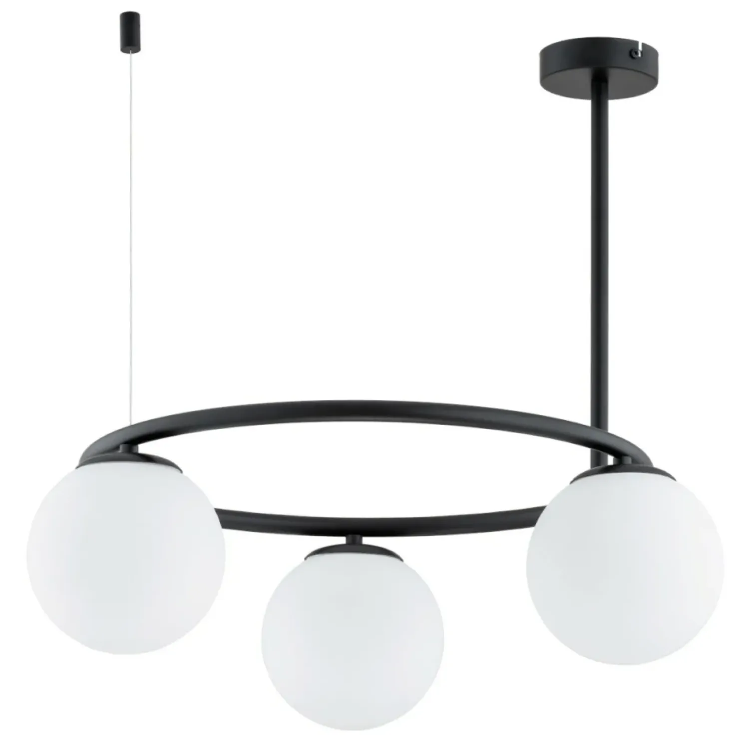 Discount Sklep Kaja Czarna lampa wisząca, poziomy okrąg z kloszami AL 62426 z serii RINGO