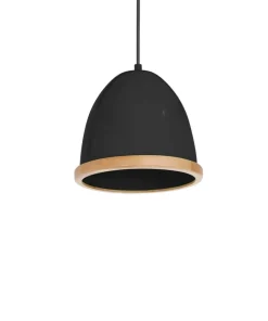 Best Sklep Kaja Czarna lampa wisząca z drewnianą obwódką MLP8852 z serii STUDIO | Kaja Oświetlen