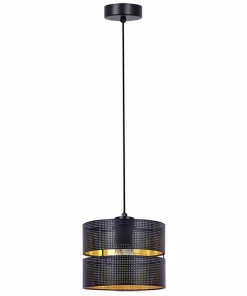 Czarna lampa wisząca z dwuczęściowym abażurem K-5220 z serii ZIMBO*Sklep Kaja Shop