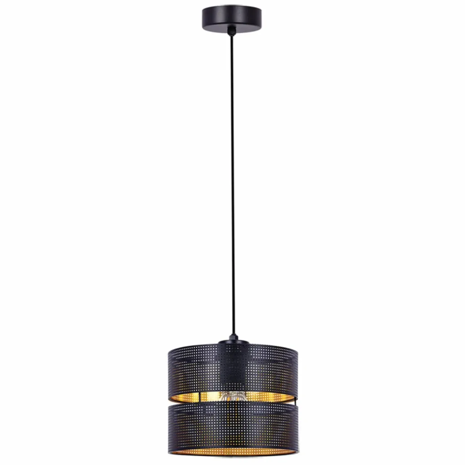 Czarna lampa wisząca z dwuczęściowym abażurem K-5220 z serii ZIMBO*Sklep Kaja Shop