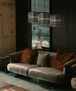 Czarna lampa wisząca z dwuczęściowym abażurem K-5220 z serii ZIMBO*Sklep Kaja Shop