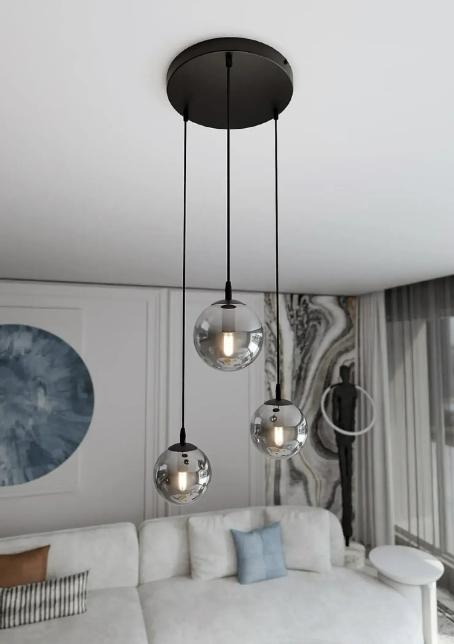Cheap Sklep Kaja Czarna lampa wisząca z kloszami do salonu 712/3PREM | Kaja Oświetlenie