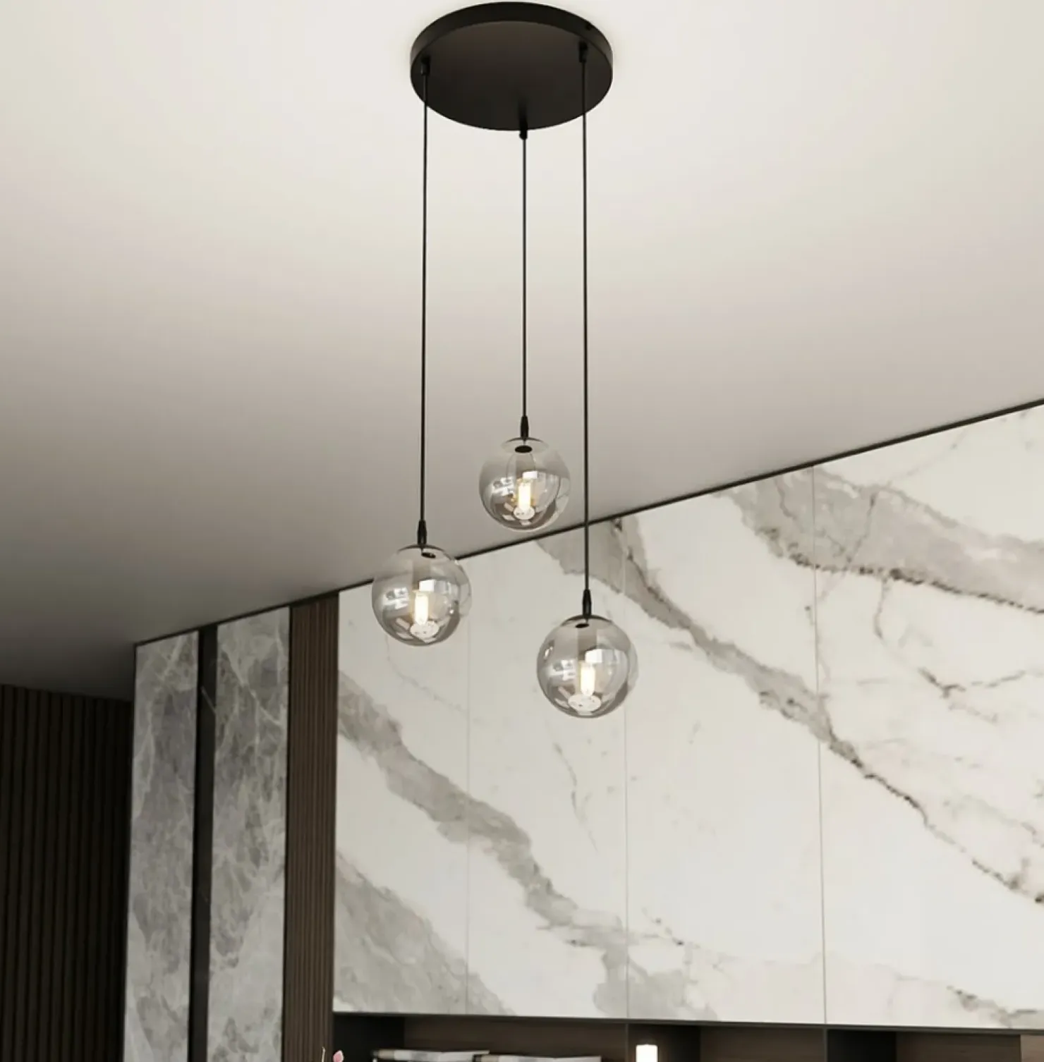 Cheap Sklep Kaja Czarna lampa wisząca z kloszami do salonu 712/3PREM | Kaja Oświetlenie