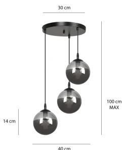 Cheap Sklep Kaja Czarna lampa wisząca z kloszami do salonu 712/3PREM | Kaja Oświetlenie