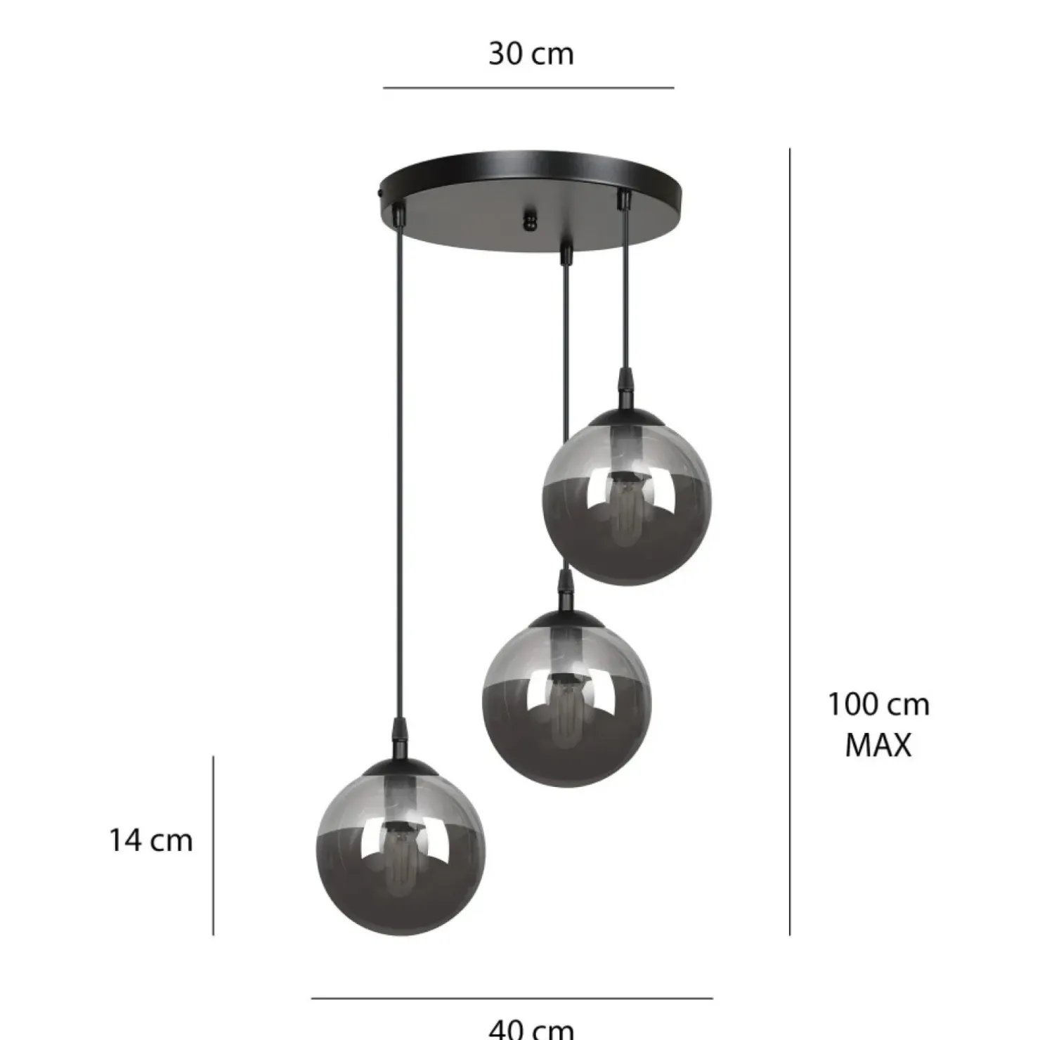 Cheap Sklep Kaja Czarna lampa wisząca z kloszami do salonu 712/3PREM | Kaja Oświetlenie