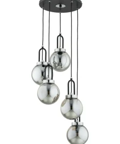 Best Sklep Kaja Czarna lampa wisząca z pięcioma kloszami AL 63247 z serii ATO