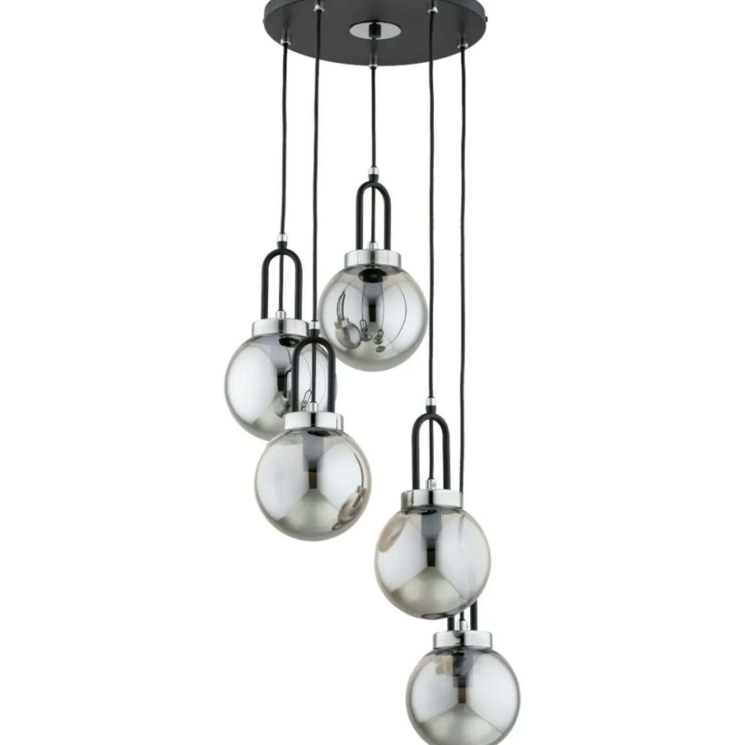 Best Sklep Kaja Czarna lampa wisząca z pięcioma kloszami AL 63247 z serii ATO