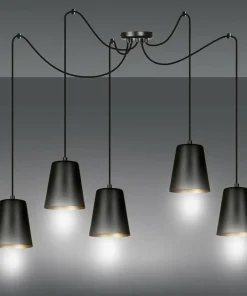 Online Sklep Kaja Czarna lampa wisząca z regulowaną wysokością 455/5 | Kaja Oświetlenie