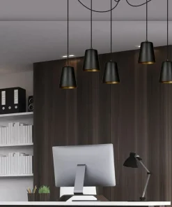 Online Sklep Kaja Czarna lampa wisząca z regulowaną wysokością 455/5 | Kaja Oświetlenie