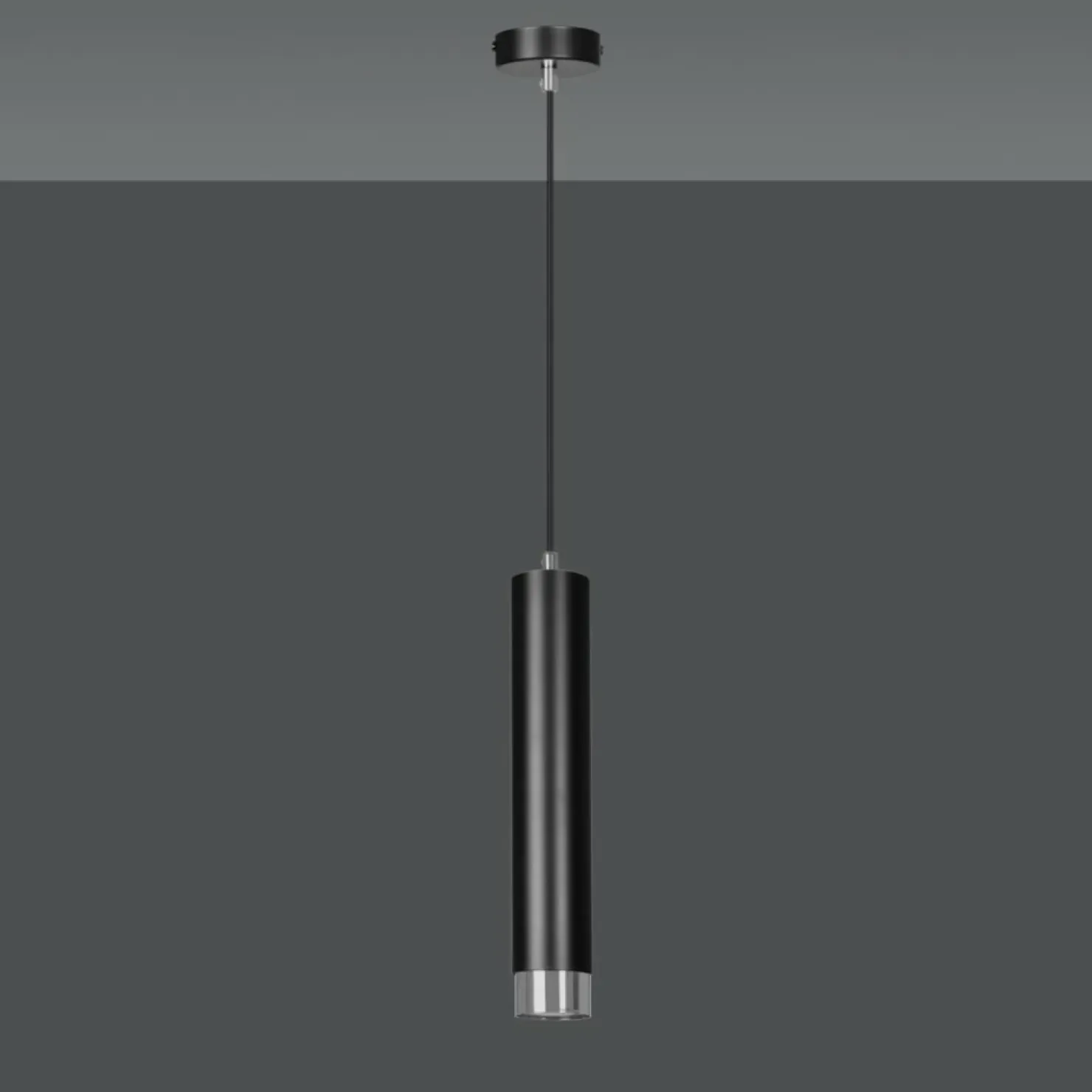 Best Sklep Kaja Czarna lampa wisząca ze srebrnymi zrobieniami 643/1 | Kaja Oświetlenie