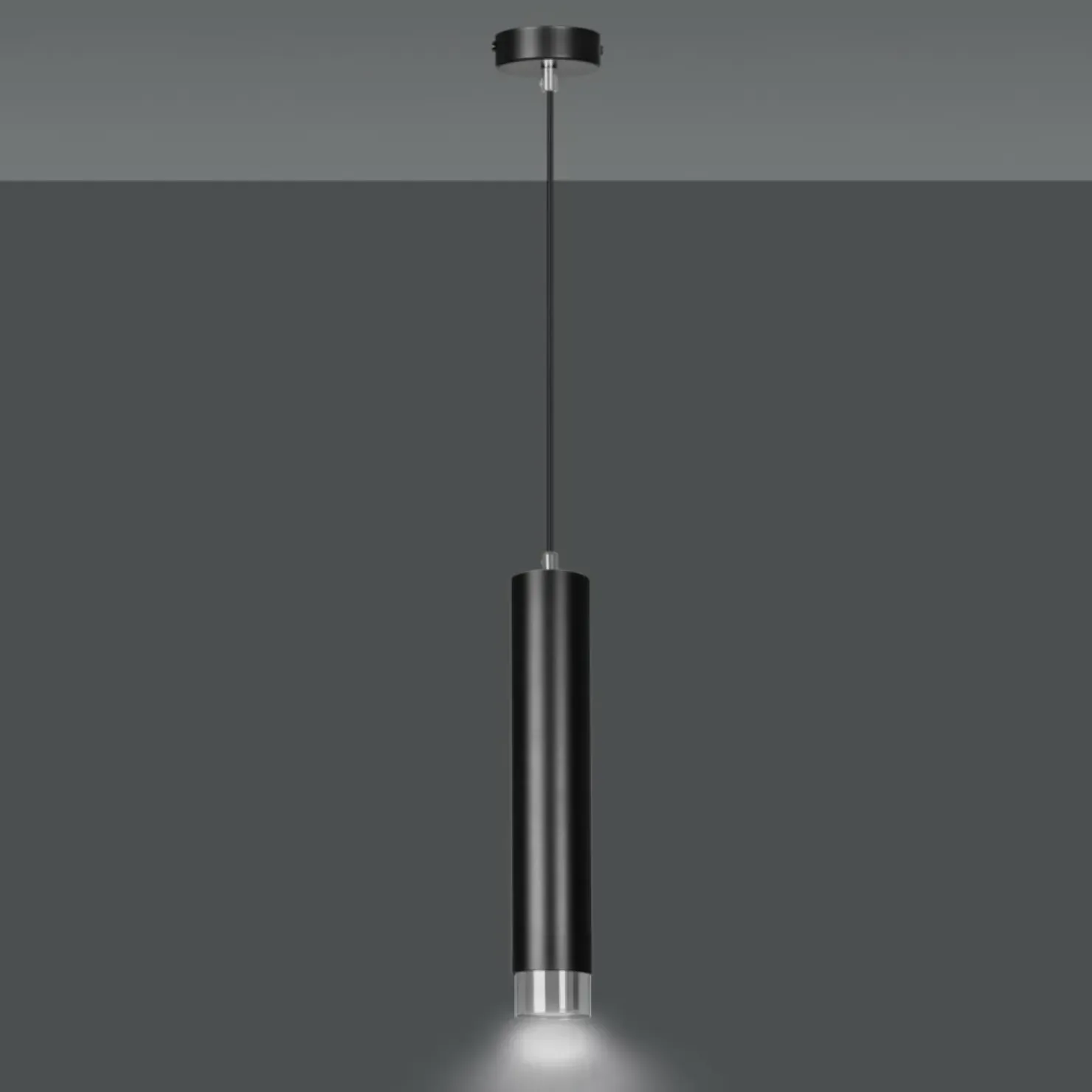 Best Sklep Kaja Czarna lampa wisząca ze srebrnymi zrobieniami 643/1 | Kaja Oświetlenie