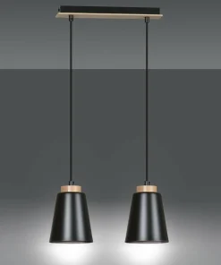 Store Sklep Kaja Czarna lampa wisząca ze zdobieniami drewnianymi 442/2 | Kaja