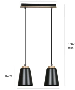Store Sklep Kaja Czarna lampa wisząca ze zdobieniami drewnianymi 442/2 | Kaja