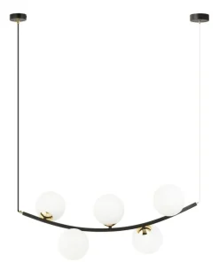 Discount Sklep Kaja Czarna lampa wisząca ze złotymi elementami 1298/5 z serii RITZ | Kaja