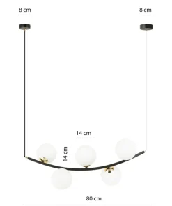 Discount Sklep Kaja Czarna lampa wisząca ze złotymi elementami 1298/5 z serii RITZ | Kaja