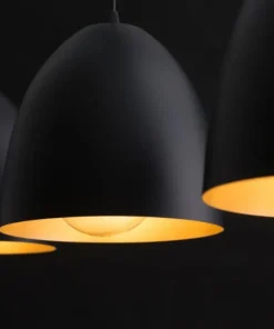 New Sklep Kaja Czarna lampa wisząca ze złotym wnętrzem klosza 410/3 | Kaja