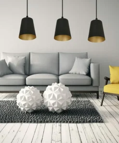 Shop Sklep Kaja Czarna lampa wisząca ze złotym wnętrzem klosza 415/3 | Kaja
