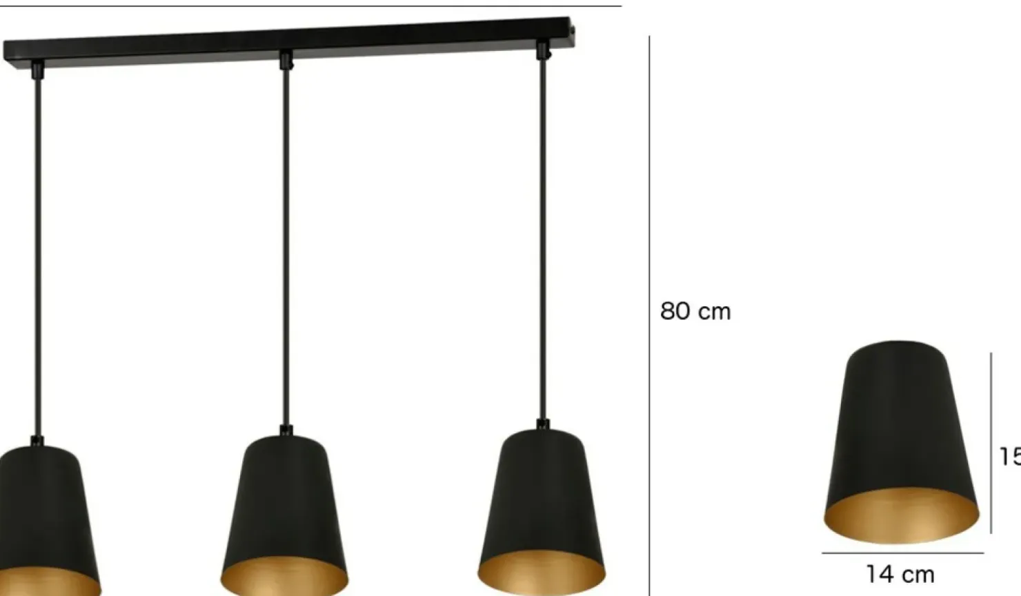 Shop Sklep Kaja Czarna lampa wisząca ze złotym wnętrzem klosza 415/3 | Kaja