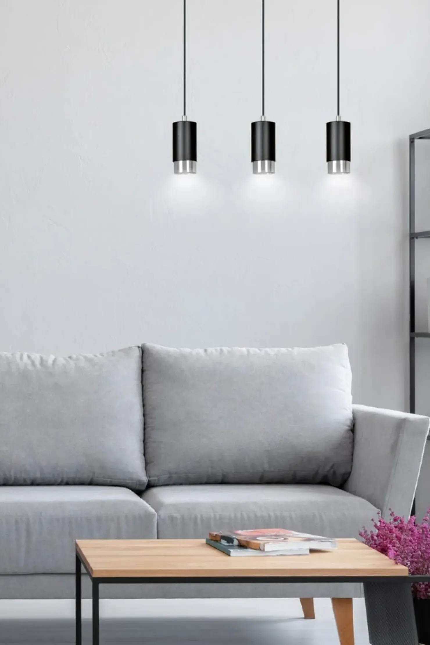 Best Sale Sklep Kaja Czarna listwa z trzema wiszącymi lampami 816/3 | Kaja Oświetlenie