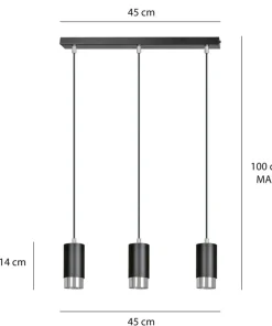 Best Sale Sklep Kaja Czarna listwa z trzema wiszącymi lampami 816/3 | Kaja Oświetlenie