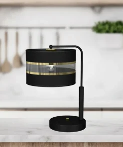 Czarna, niebanalna lampa stołowa z abażurem MLP7343 z serii ULTIMO | Kaja Oświet*Sklep Kaja Clearance