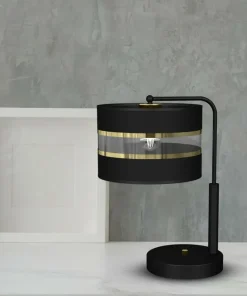 Czarna, niebanalna lampa stołowa z abażurem MLP7343 z serii ULTIMO | Kaja Oświet*Sklep Kaja Clearance