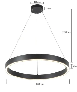 Clearance Sklep Kaja Czarna obręcz wisząca do salonu LP-033/1P S BK TRIANGLE z serii MIDWAY