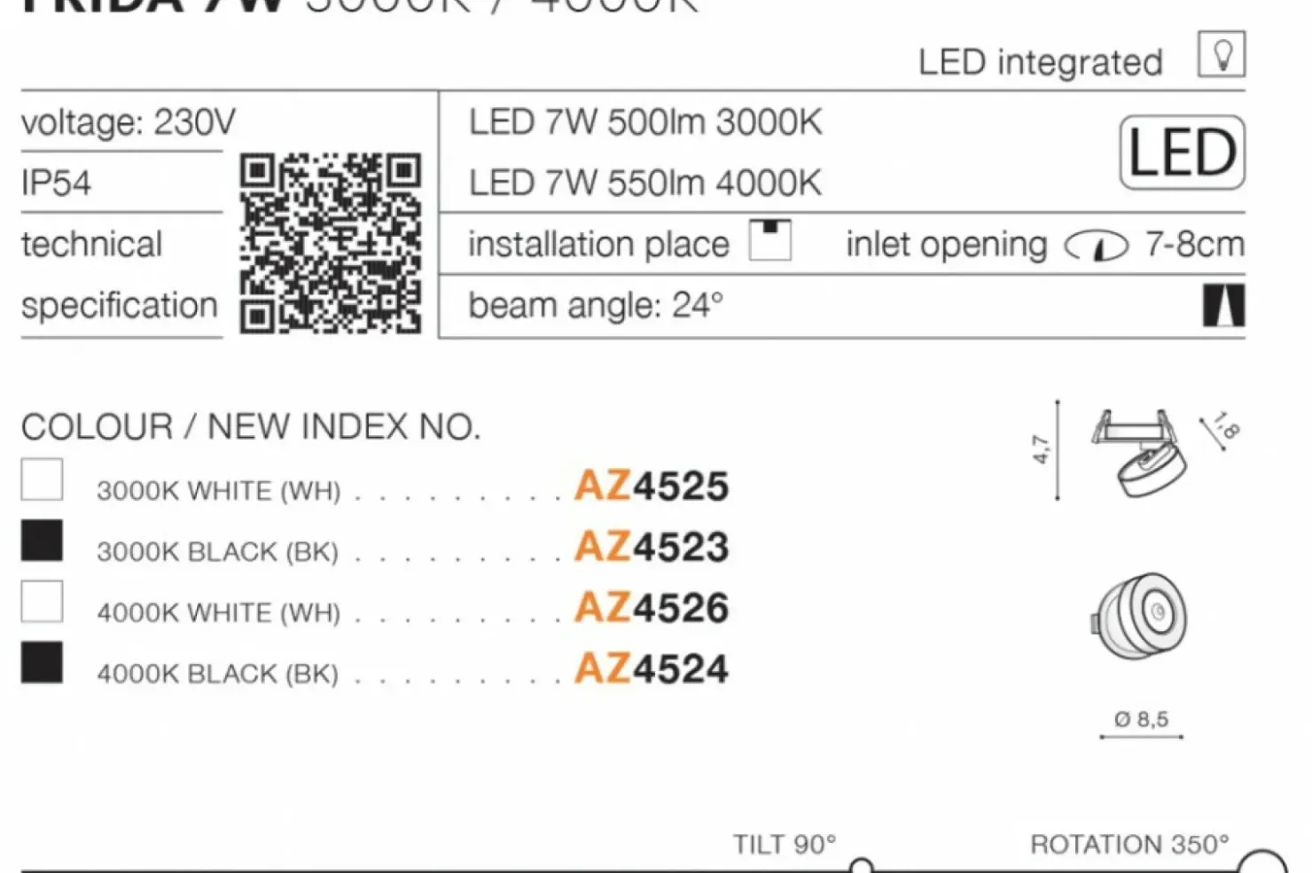 Czarna oprawa podtynkowa oczko wpustowe LED AZ4523 FRIDA | Kaja*Sklep Kaja Flash Sale