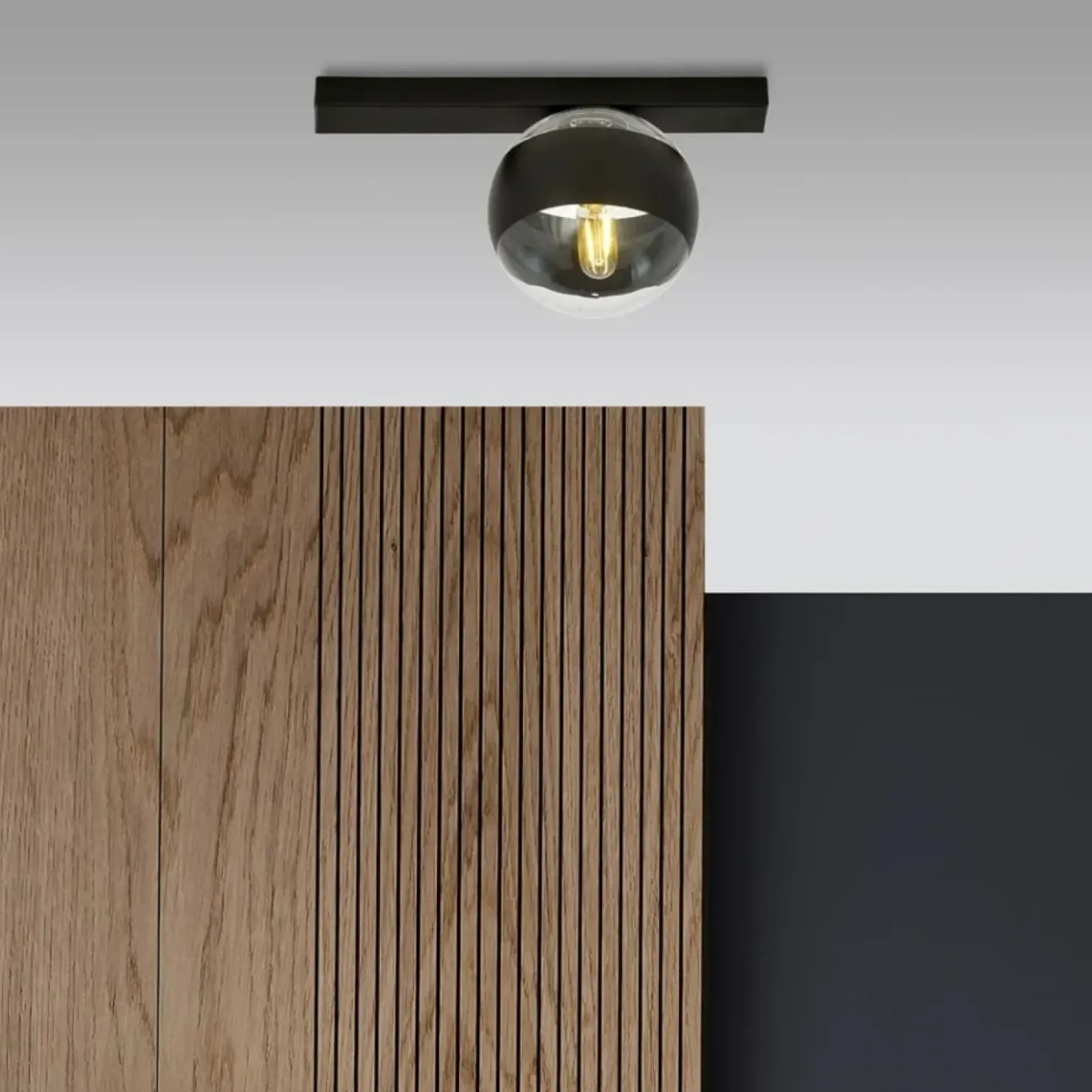 Czarna, pojedyncza lampa sufitowa z kloszem 1123/1 FIT | Kaja*Sklep Kaja Best